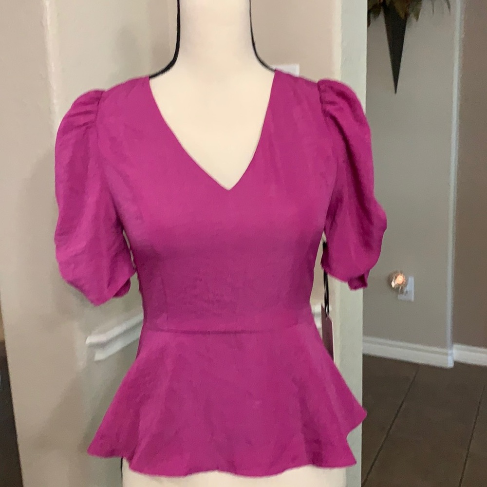 Dee Elly purple peplum top Size S